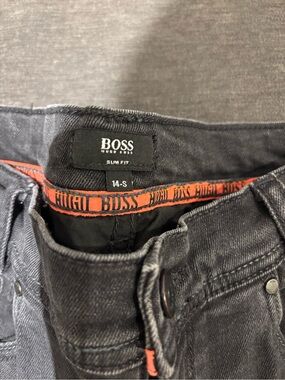 BOSS Slim Fit Men’s Jeans in Charcoal Black with Orange Trim